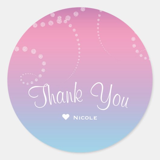 Roze Paars blauw meisje met uitschot Ronde Sticker (Voorkant)