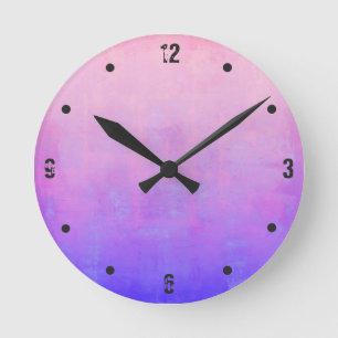 Roze Paars Blauw Modern Rustin Abstract Ronde Klok