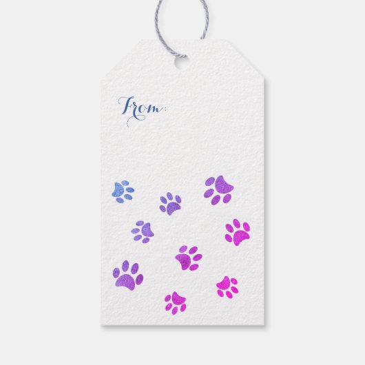 Roze Paars blauw schilderingspatroon, aangepast Cadeaulabel (Achterkant)