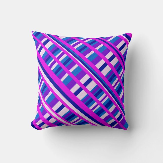 Roze Paars Blauw Spondediagram Kussen (Voorkant)
