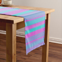 Roze Paars Blauw Strepen Patroon Korte Tafelloper