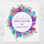 Roze Paars blauw ventilator Vrijgezellenfeest Wijn Etiket (Enkel label)