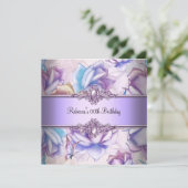 Roze Paars Blauw Vlees van Birthday Afbeelding Kaart (Staand voorkant)