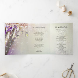 Roze Paars blauw vliegveld Boho Forest Wedding Drieluik Programma