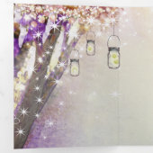 Roze Paars blauw vliegveld Boho Forest Wedding Drieluik Programma (Binnenzijde eerst)