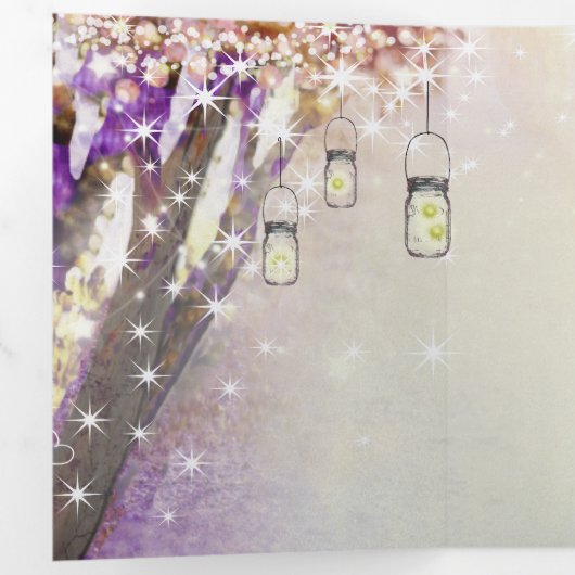 Roze Paars blauw vliegveld Boho Forest Wedding Drieluik Programma (Binnenzijde eerst)