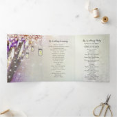 Roze Paars blauw vliegveld Boho Forest Wedding Drieluik Programma (Binnen)