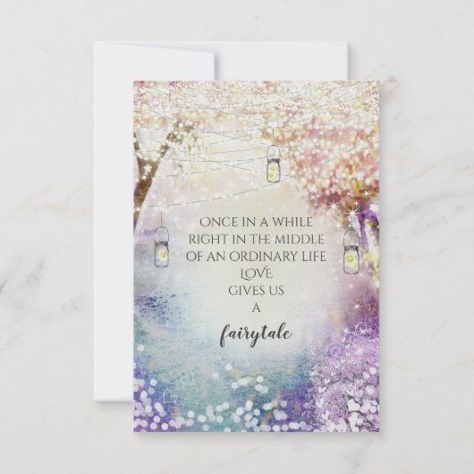 Roze Paars blauw vliegveld Boho Forest Wedding Kaart (Achterkant)