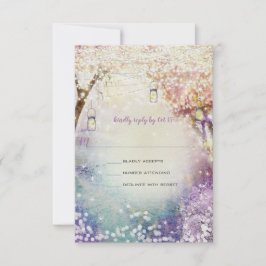 Roze Paars blauw vliegveld Boho Forest Wedding Kaart