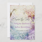 Roze Paars blauw vliegveld Boho Forest Wedding Save The Date (Voorkant)