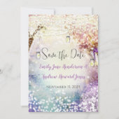 Roze Paars blauw vliegveld Boho Forest Wedding Save The Date (Voorkant)