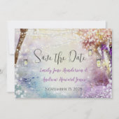 Roze Paars blauw vliegveld Boho Forest Wedding Save The Date (Voorkant)