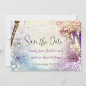 Roze Paars blauw vliegveld Boho Forest Wedding Save The Date (Voorkant)