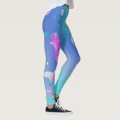 Roze Paars Blauwgroen Zee Ocean Mermaids Monogram  Leggings (Rechts)