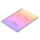 Roze Paars Blue Glitter Monogram Notitieboek (Linkerzijde)