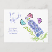 Roze, Paars, Butterflies Delphinium dat ik heb ver Aankondigingskaart (Voorkant)