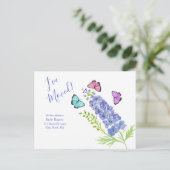 Roze, Paars, Butterflies Delphinium dat ik heb ver Aankondigingskaart (Staand voorkant)