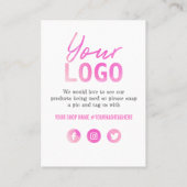 Roze Paars Dank u Logo Sociale Media Invoegen Visitekaartje (Achterkant)