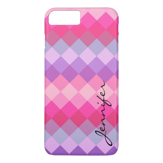 Roze Paars diamantpatroon Case-Mate iPhone Case (Achterkant)