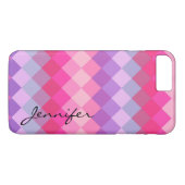 Roze Paars diamantpatroon Case-Mate iPhone Case (Achterkant (Horizontaal))