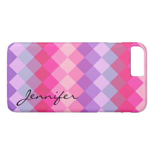 Roze Paars diamantpatroon Case-Mate iPhone Case (Achterkant (Horizontaal))