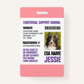 Roze Paars Emotional Support Animal Foto ID Badge (Achterkant)