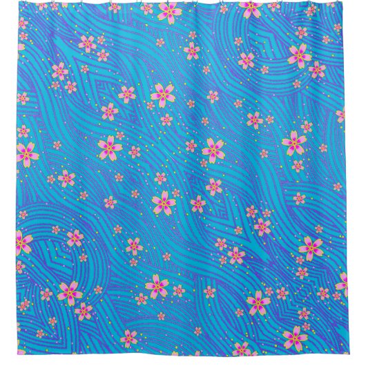 roze paars en blauw douchegordijn (Voorkant)