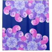 Roze Paars en blauw ventilatorpatroon Douchegordijn (Voorkant)