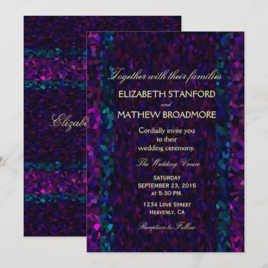 Roze, Paars en Blauwe Gitter Kaart (Voorkant / Achterkant)