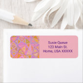 Roze Paars en Geel Geometrisch Etiket (Insitu)