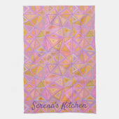 Roze Paars en Geel Geometrisch Theedoek (Verticaal)