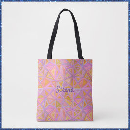 Roze Paars en Geel Geometrisch Tote Bag