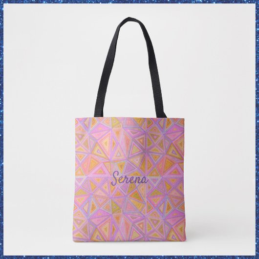 Roze Paars en Geel Geometrisch Tote Bag