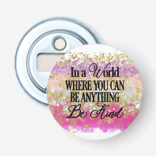 Roze Paars en goudhoudend Button Flesopener