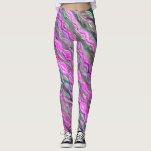 Roze, paars en groen het krijt abstract art. van leggings