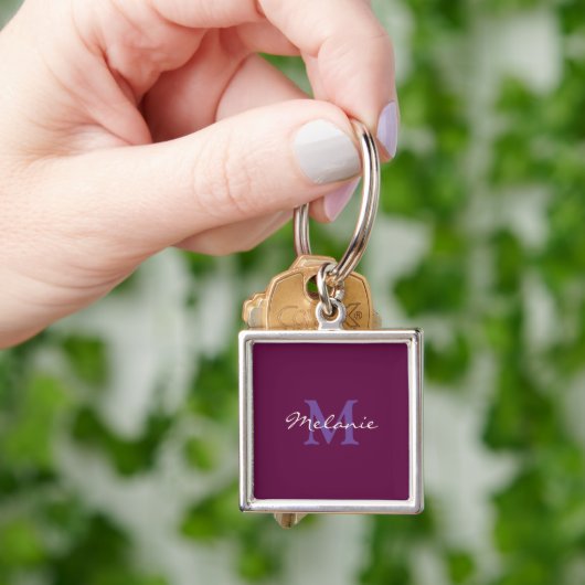 Roze Paars en Lavendel Persoonlijk Monogram Sleutelhanger (Hand)