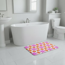 Roze Paars en Oranje Bloem Motief Geometrisch