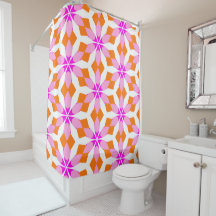 Roze Paars en Oranje Bloemmotief Geometrisch