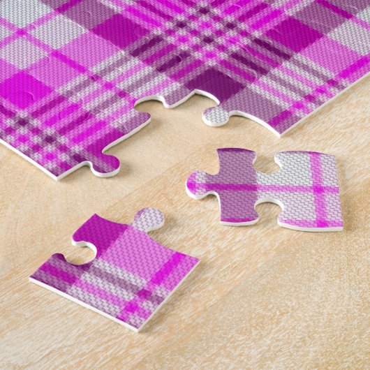 Roze Paars en Wit Geruit Legpuzzel (Zijkant)