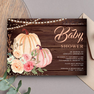 Roze paars Floral Barn Wood Baby shower Kaart