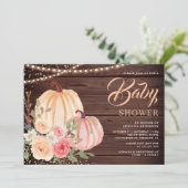 Roze paars Floral Barn Wood Baby shower Kaart (Staand voorkant)