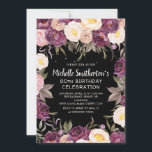 Roze Paars Floral Black 80th Birthday Kaart<br><div class="desc">Op de 80ste verjaardag van de vrouw werd een elegante blush roze en paarse waterverf  flora/pinda's en foliage op zwart. Neem contact met mij op voor hulp bij aanpassingen of voor het aanvragen van matching of het coördineren van Zazzle-producten.</div>