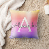Roze Paars geborsteld Metaal Monogram Naam Initiaa Kussen (Deken)