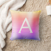 Roze Paars geborsteld Metaal Monogram Naam Initiaa Kussen (Deken)