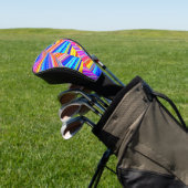 Roze Paars Geel Blauw Trendy Abstract Patroon Golfheadcover (Insitu)