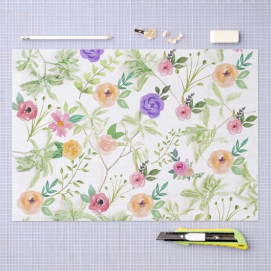 Roze Paars Geel Bloem Bloemen Verjaardag Tissuepapier (Craft)