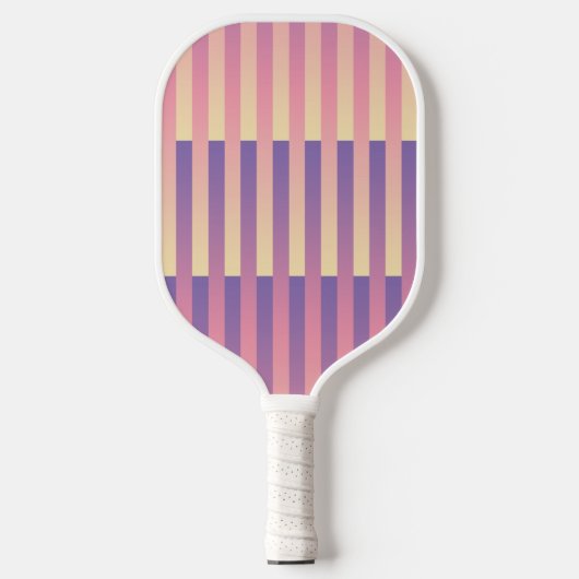 Roze Paars Geel Gestreepte Patroon Pickleball Paddle (Voorkant)