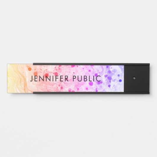 Roze Paars Geel Oranje Modern Abstract Trendy Deurbordje (Voorkant)