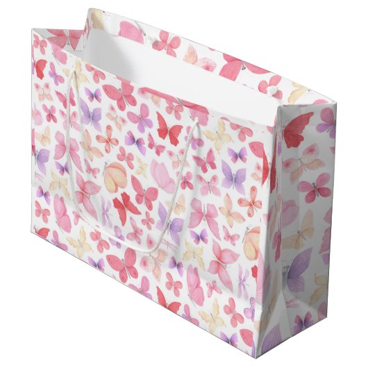 Roze Paars Gele Vlinders Baby Shower Groot Cadeauzakje (Voorkant Gekanteld)