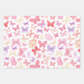 Roze Paars Gele Vlinders Inpakpapier Vel (Voorkant)
